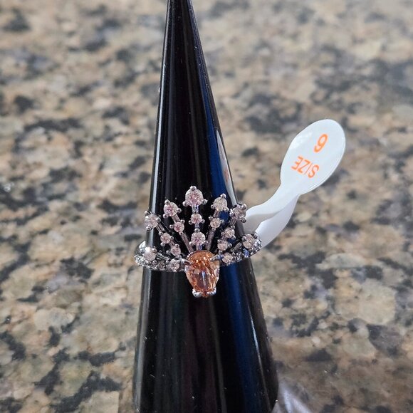 Bomb Party RBP5550 “Firework Shimmer” Smokey Topaz Cubic Zirconia Sz 6 - Picture 1 of 5